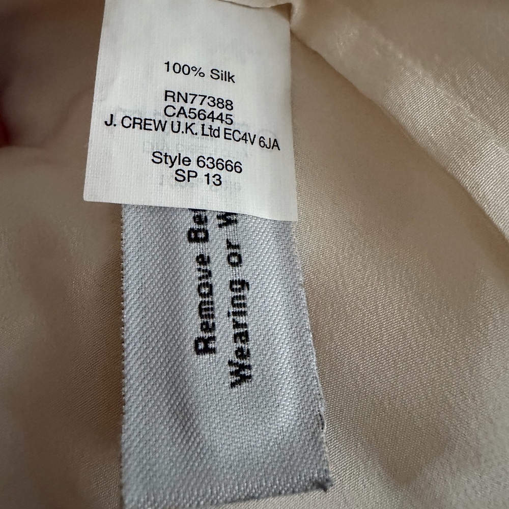 J. Crew White Silk Blouse with Black Trim - Picture 3 of 3
